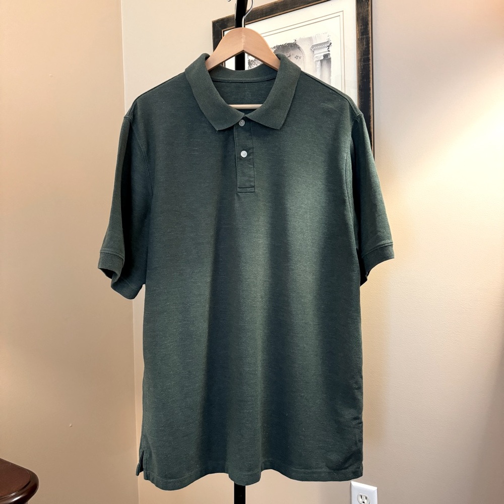 Men’s heather green pique polo golf shirt. Size XXL